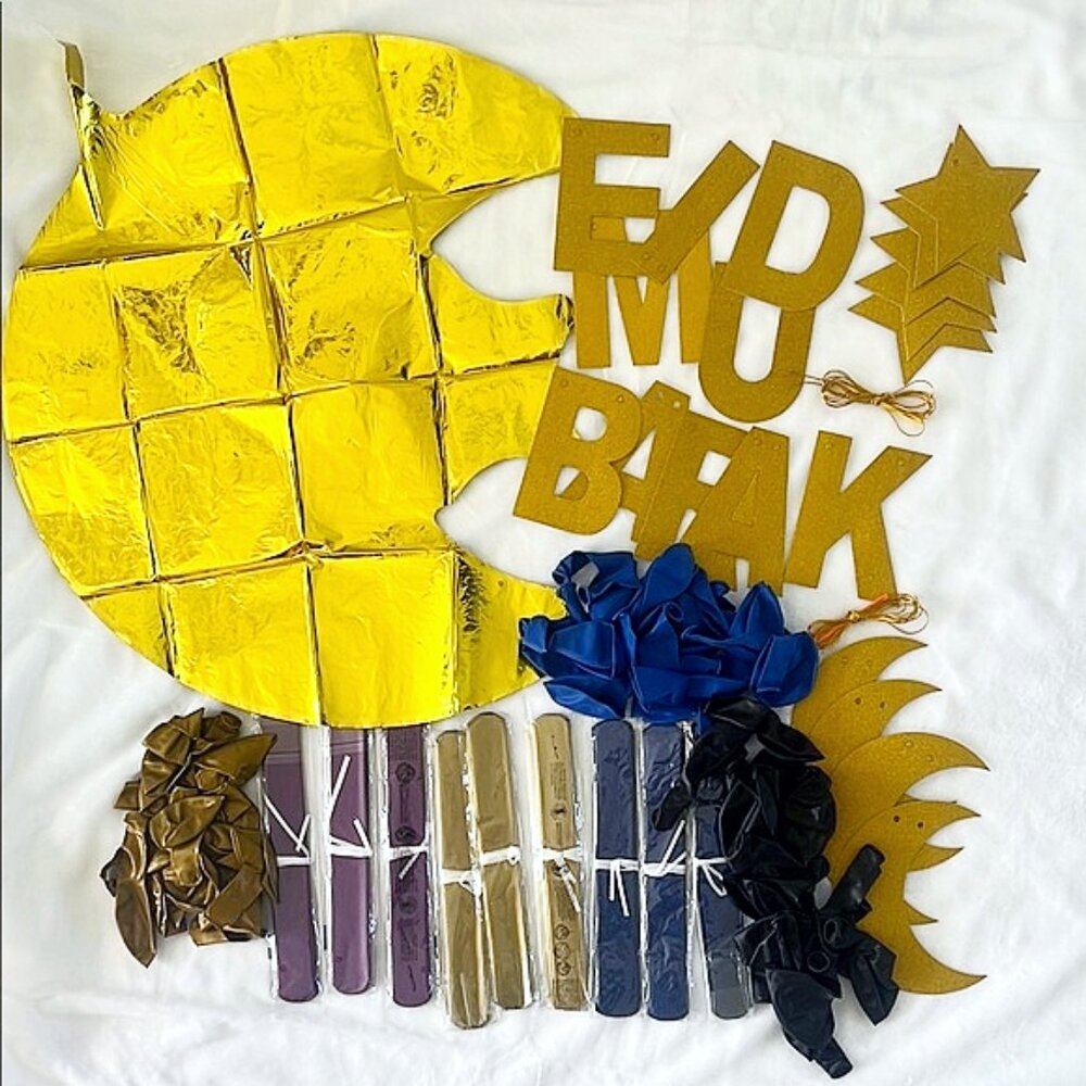 Black, Blue, Purple and Gold Eid Mubarak/Ramadan Celestial Party Decoration Set